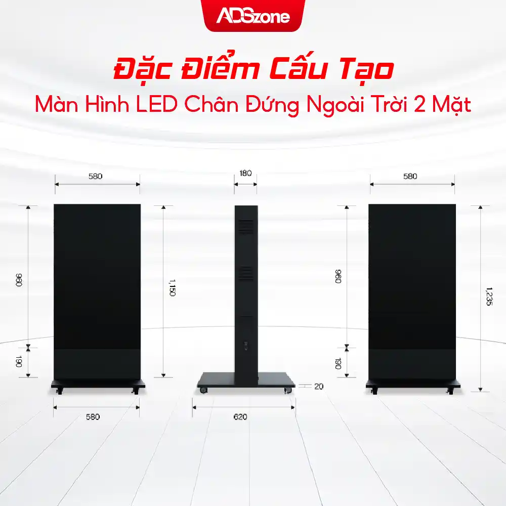 Đặc Điểm Cấu Tạo Màn Hình LED Chân Đứng Ngoài Trời 2 Mặt