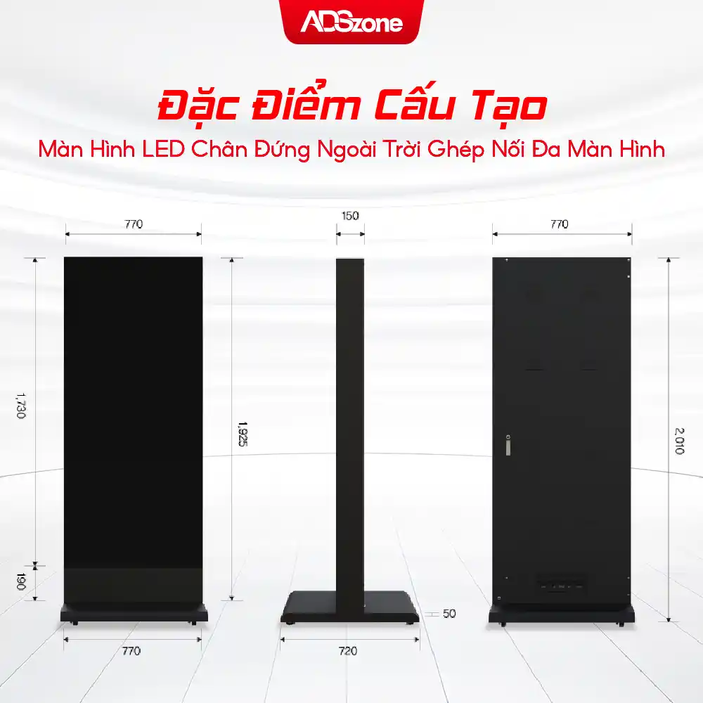 Đặc Điểm Cấu Tạo Màn Hình LED Chân Đứng Ngoài Trời Ghép Nối Đa Màn Hình