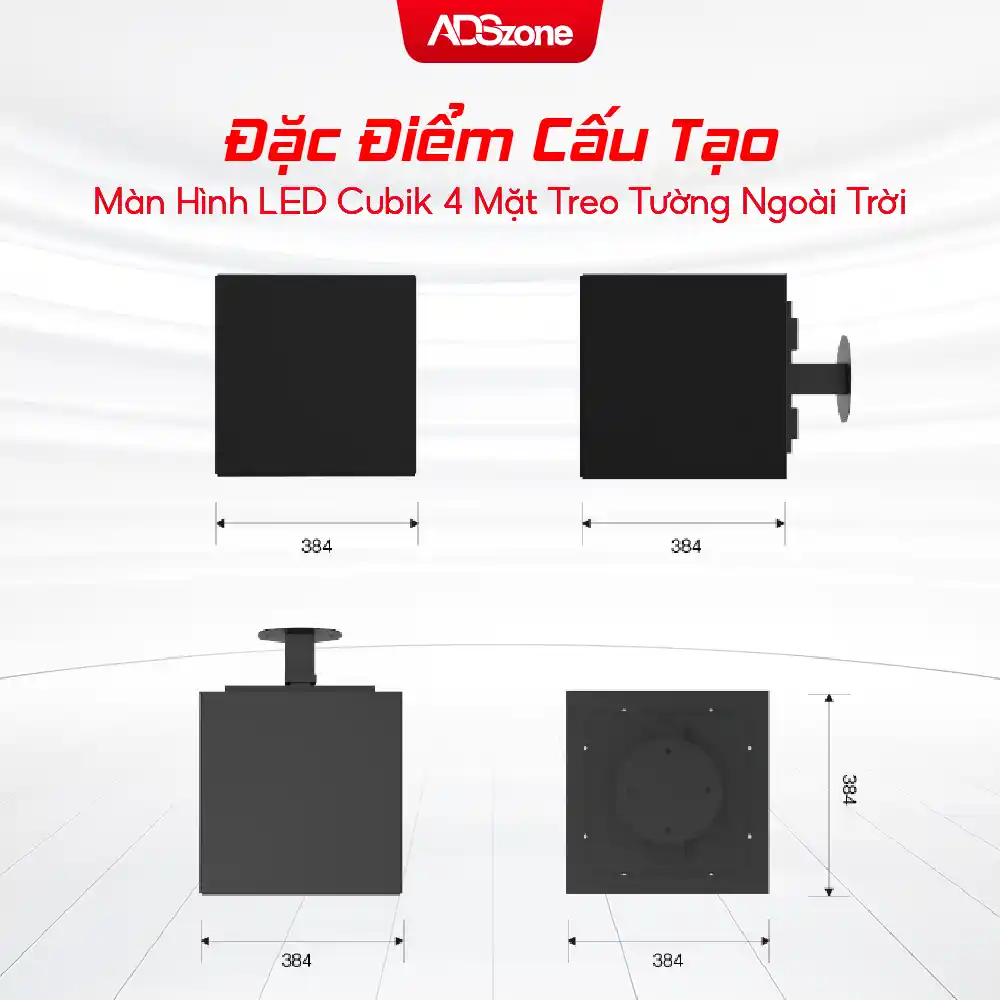Đặc Điểm Cấu Tạo Màn Hình LED Cubik 4 Mặt Treo Tường Ngoài Trời