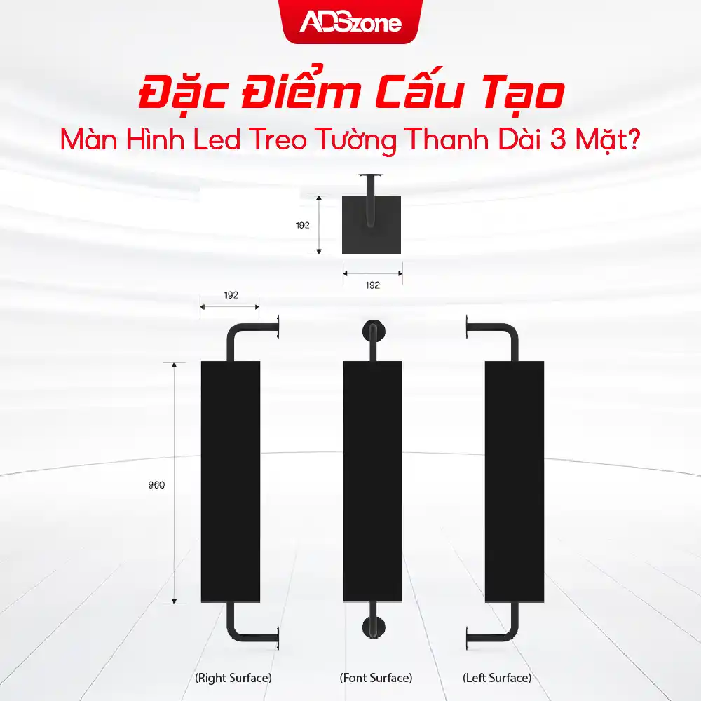 Đặc Điểm Cấu Tạo Của Màn Hình LED Treo Tường Thanh Dài 3 Mặt Ngoài Trời