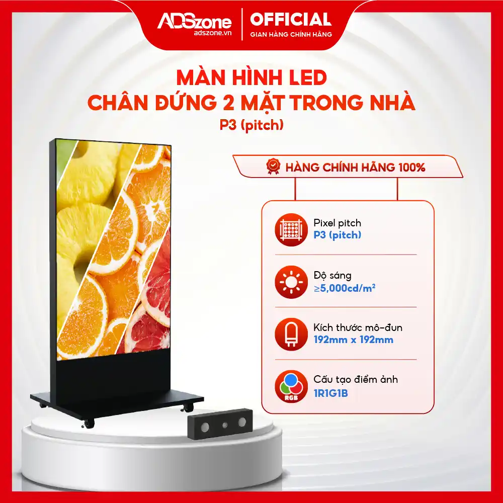 Màn Hình LED Chân Đứng Trong Nhà 2 Mặt