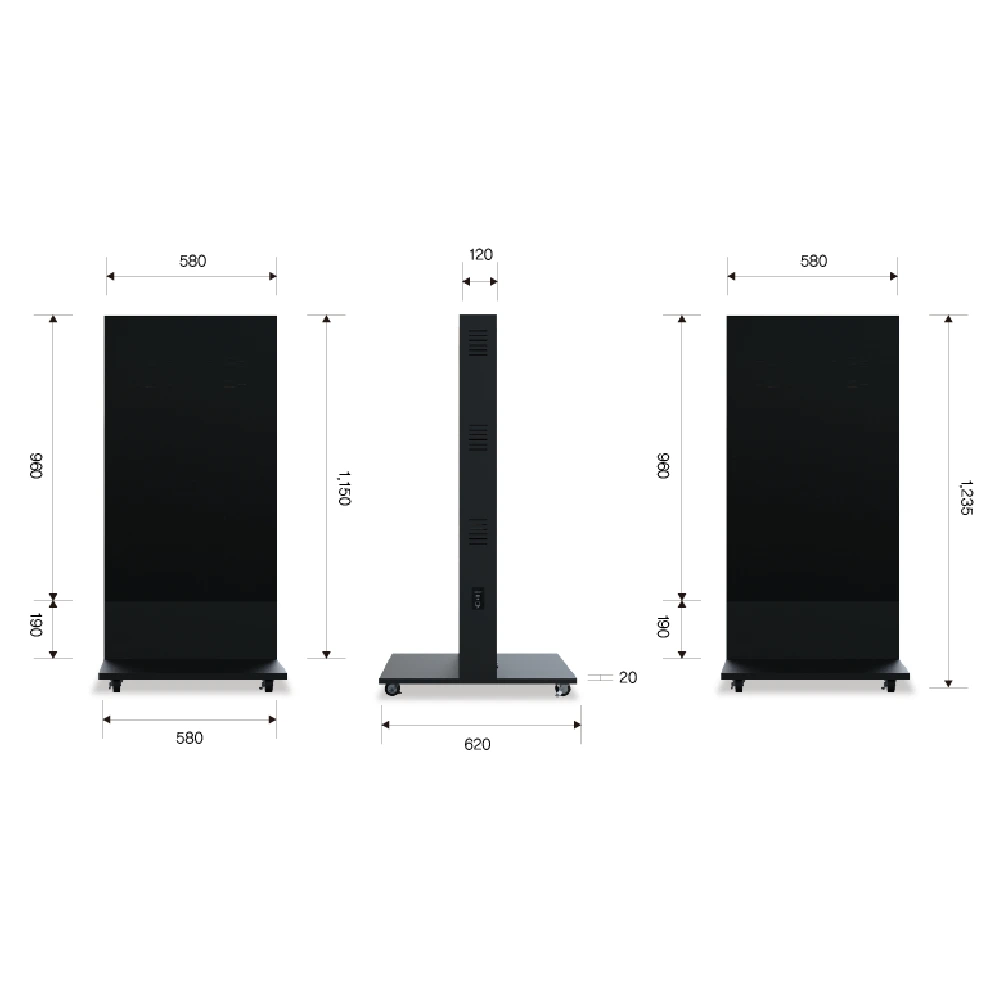 Kích Thước Màn Hình LED Chân Đứng Trong Nhà 2 Mặt