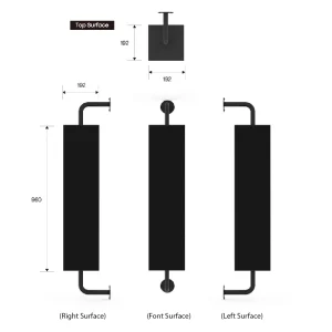 Kích Thước Màn Hình LED Treo Tường Thanh Dài 3 Mặt Ngoài Trời