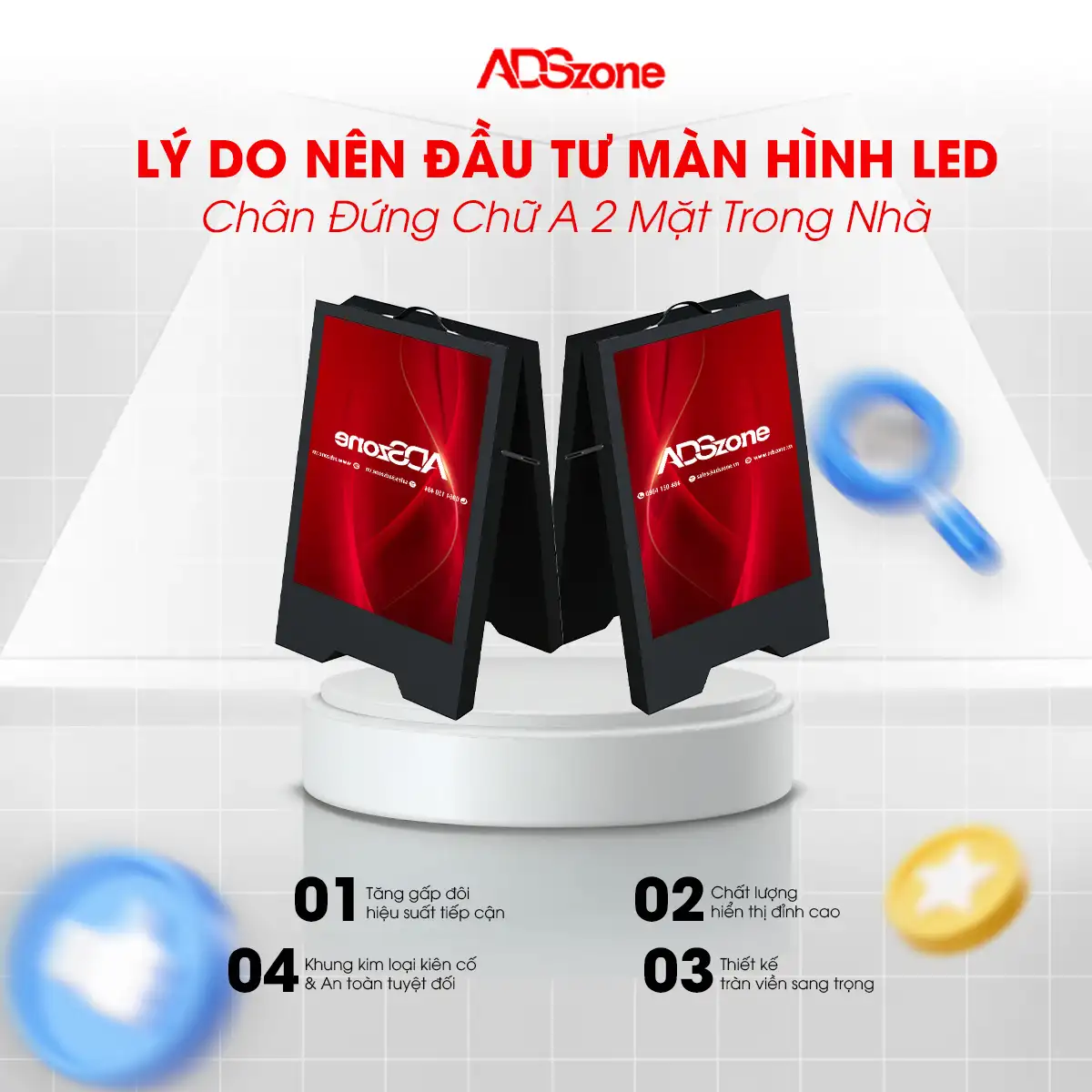 Những Lý Do Nên Đầu Tư Vào Màn Hình LED Chân Đứng 2 Mặt Trong Nhà