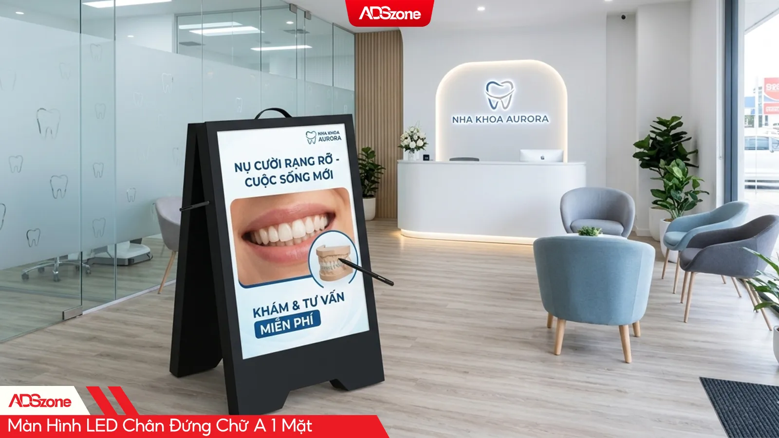 Màn Hình LED Chữ A Chân Đứng 1 Mặt - Nhỏ Gọn, Thu Hút