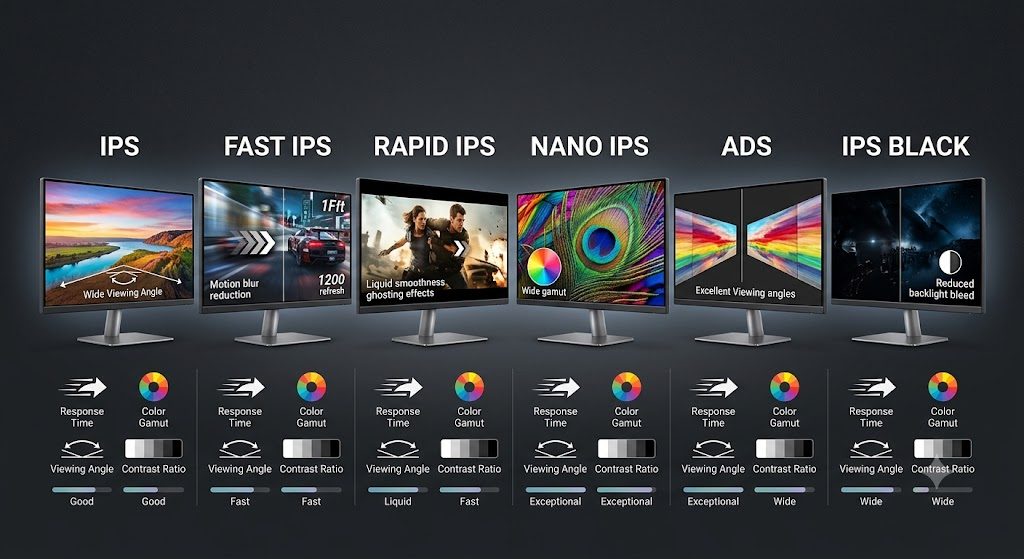 Fast IPS, Rapid IPS, Nano IPS, ADS và IPS Black khác gì nhau?