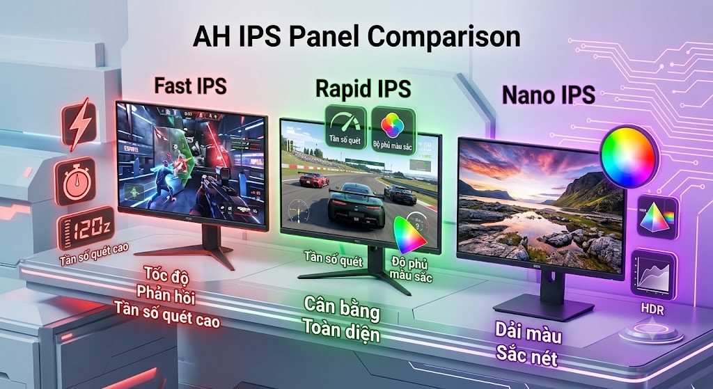 Fast IPS, Rapid IPS và Nano IPS khác nhau thế nào?
