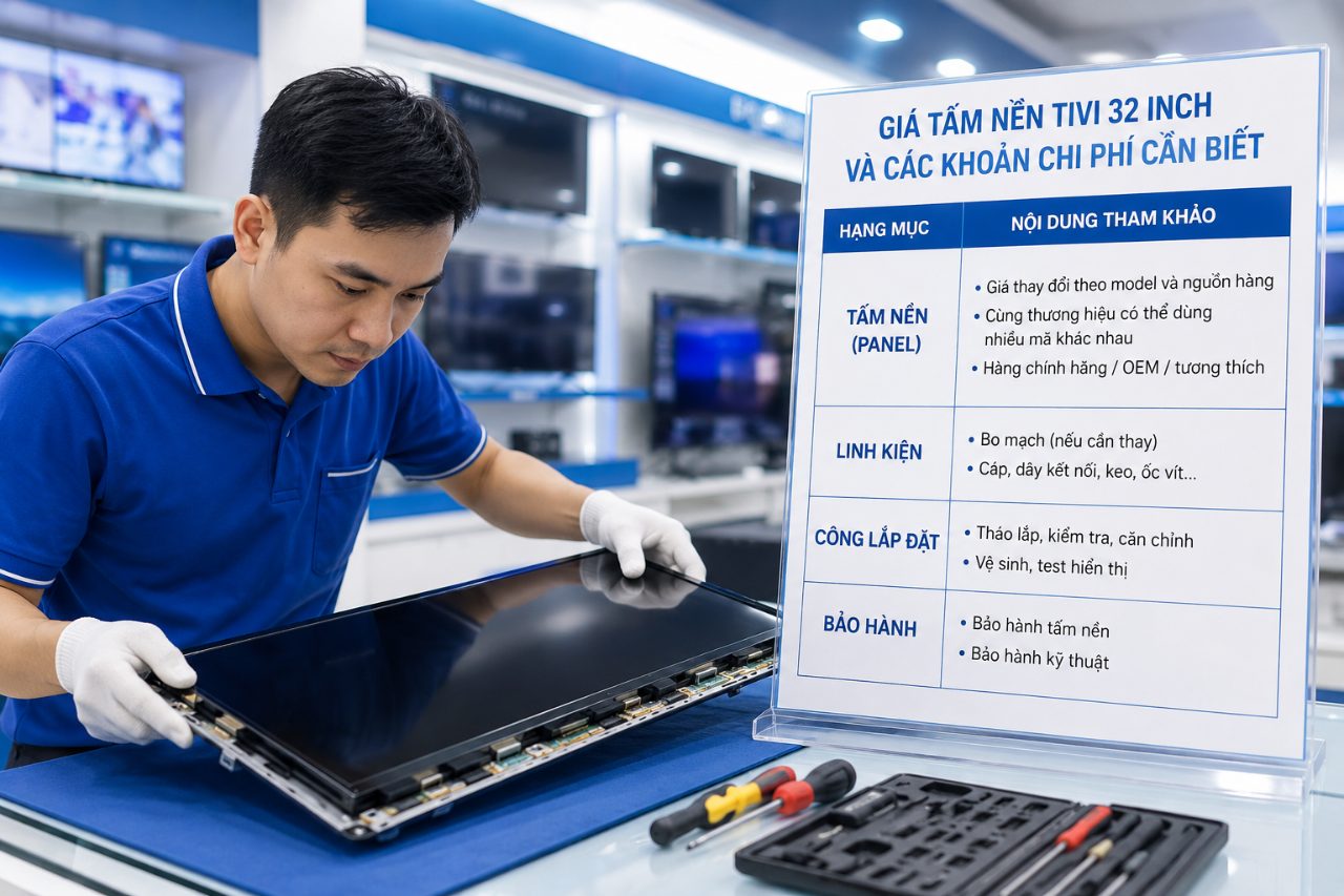 Giá tấm nền tivi 32 inch và các khoản chi phí cần biết