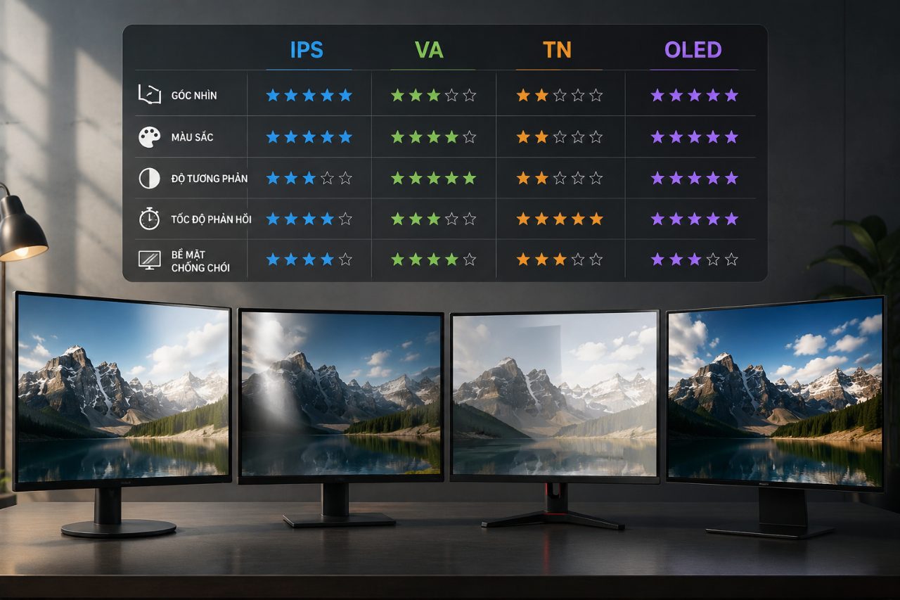 IPS, VA, TN và OLED: Tấm nền nào chống chói tốt nhất?