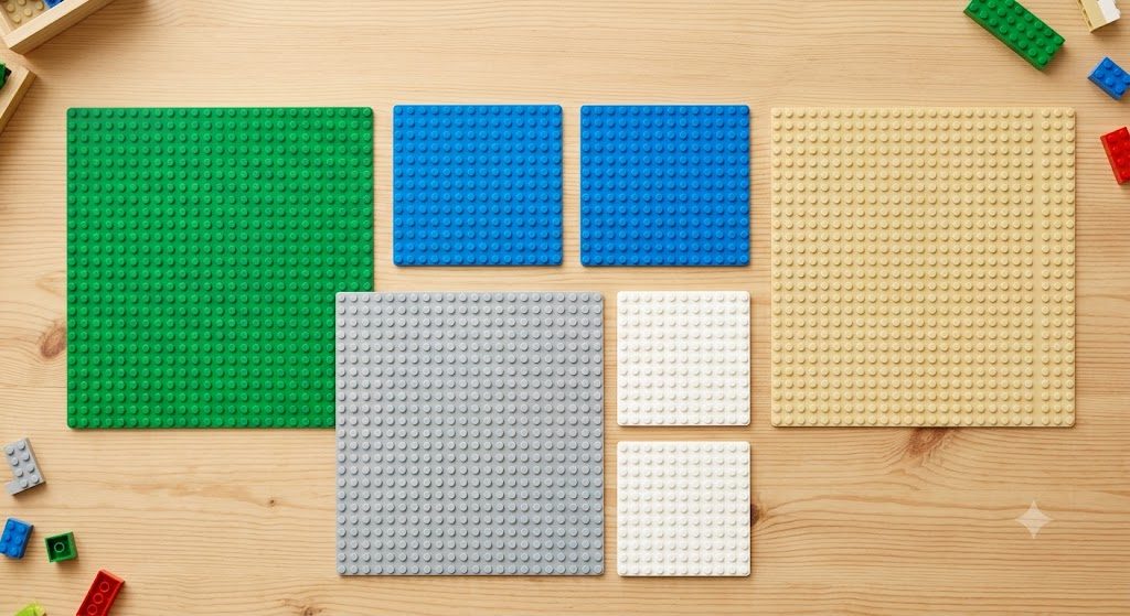 Kích thước, màu sắc và kiểu tấm nền LEGO phổ biến