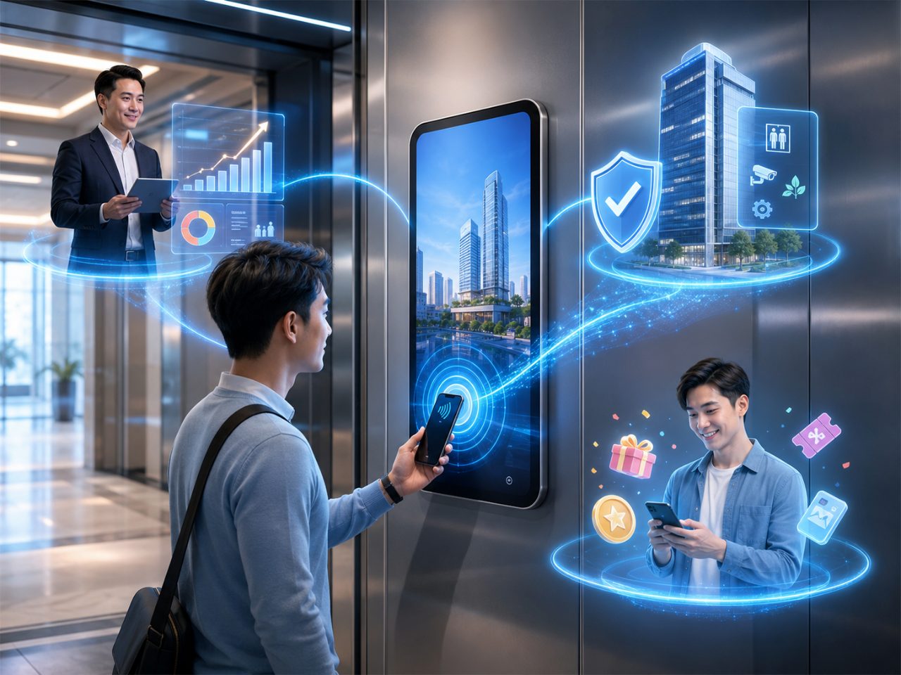 Lợi ích đột phá khi triển khai ứng dụng NFC trên màn hình thang máy