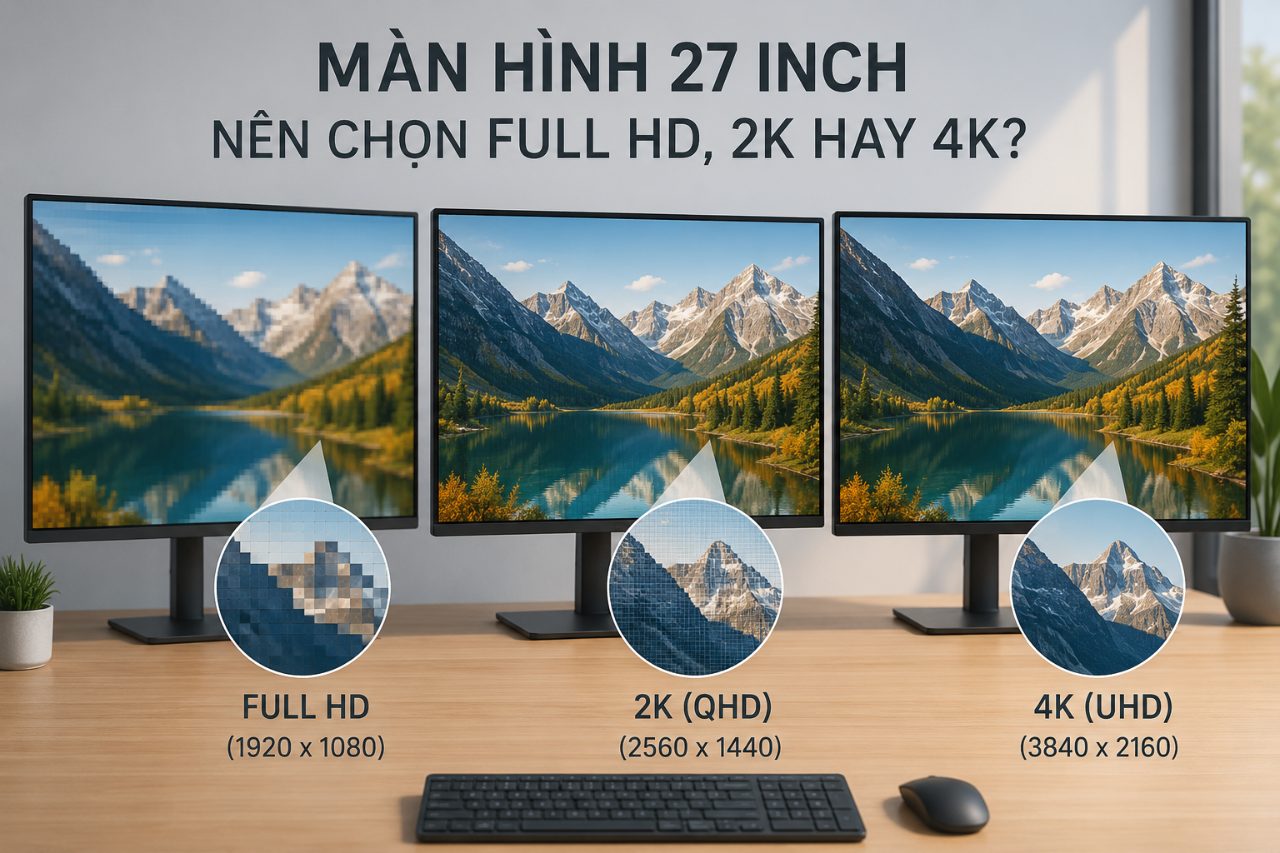 Màn hình 27 inch nên chọn Full HD, 2K hay 4K?