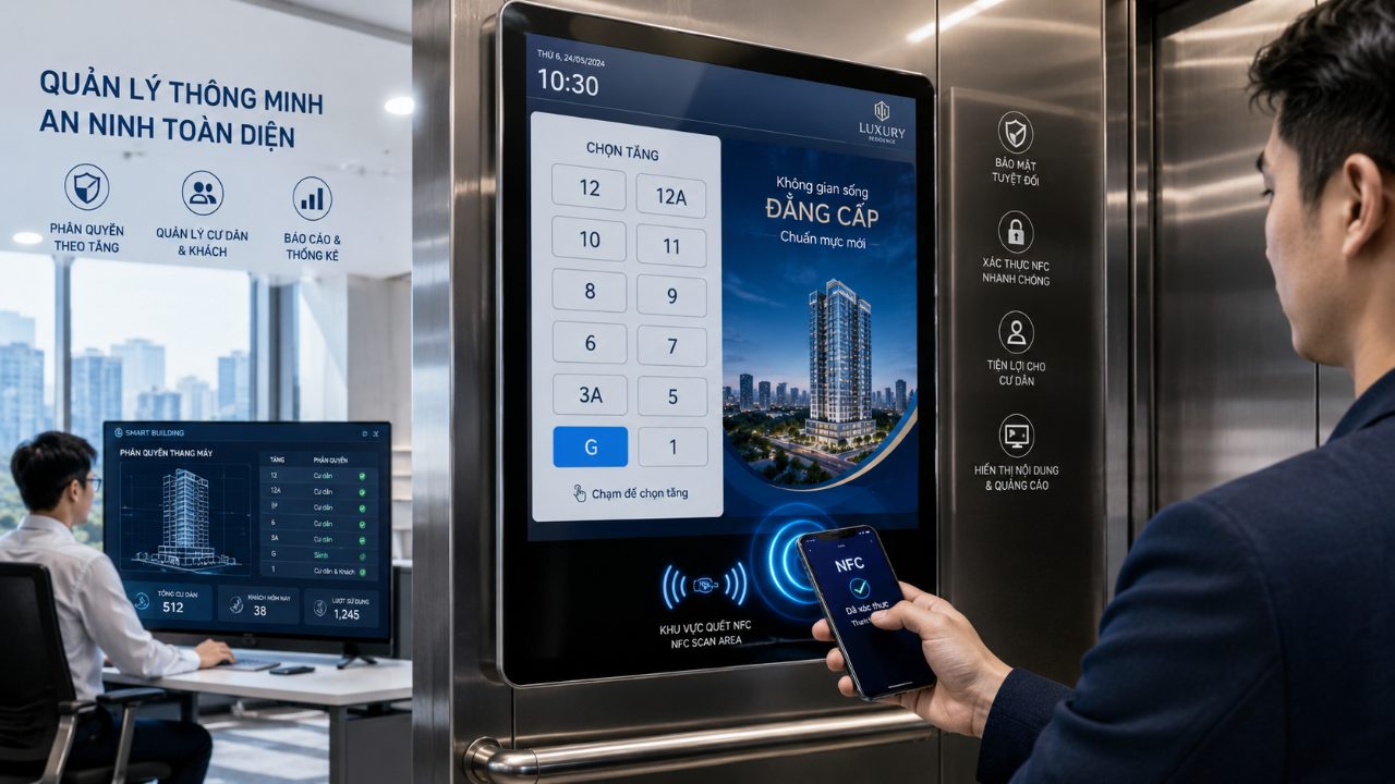 Màn hình thang máy tích hợp NFC: Giải pháp an ninh tối ưu
