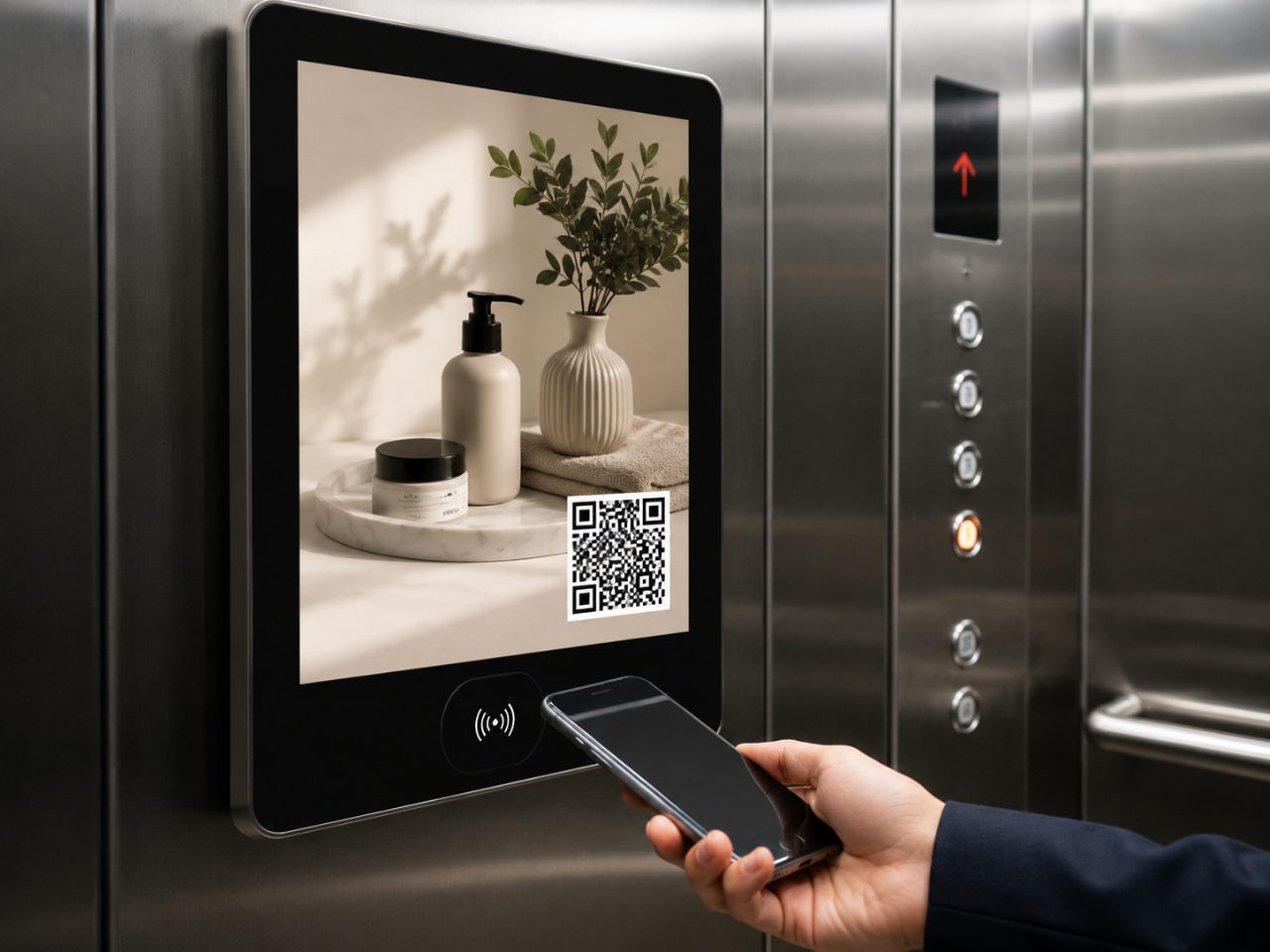 Nên chọn NFC hay QR code cho chiến dịch quảng cáo màn hình thang máy?