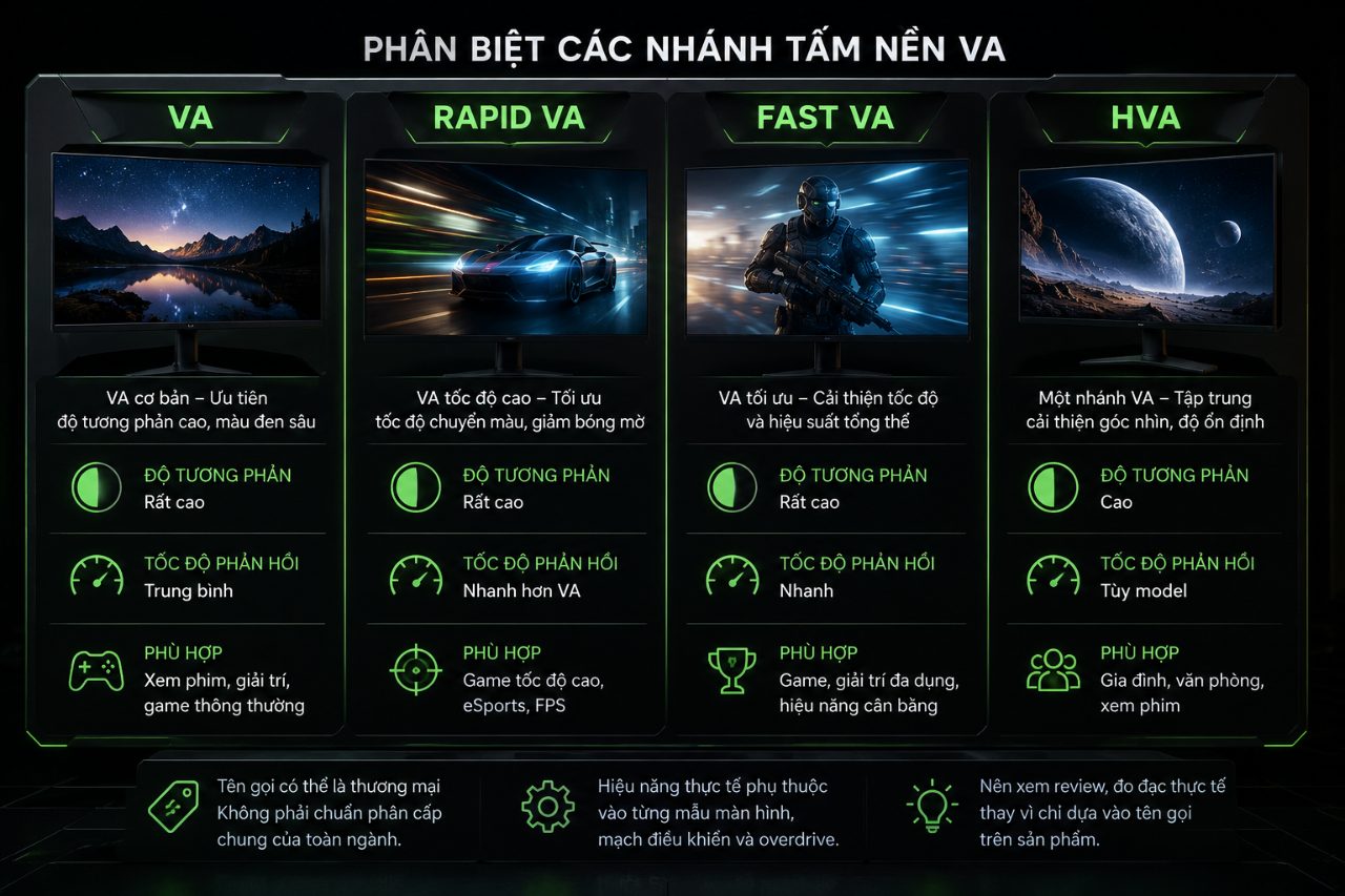 Phân biệt Rapid VA, Fast VA, HVA và T Screen Pro HVA