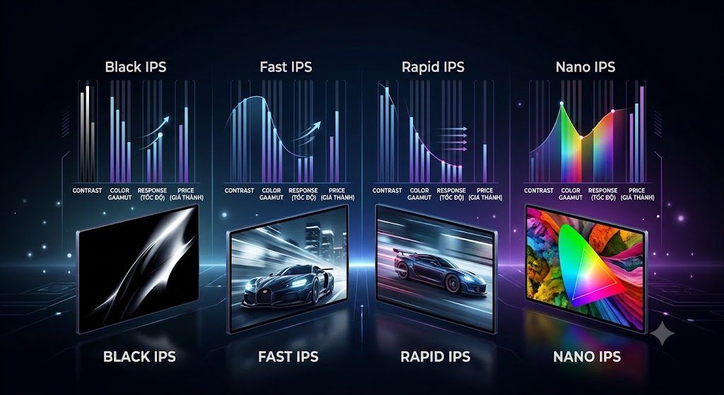 So sánh Black IPS, Fast IPS, Rapid IPS và Nano IPS