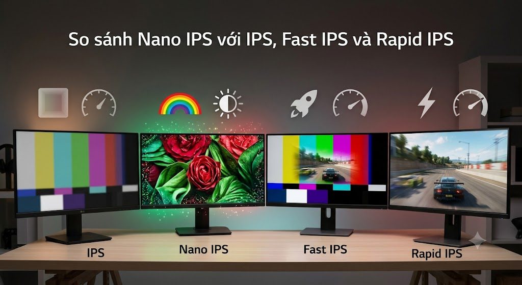 So sánh Nano IPS với IPS, Fast IPS và Rapid IPS