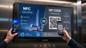 So sánh NFC và QR code trên màn hình thang máy chi tiết