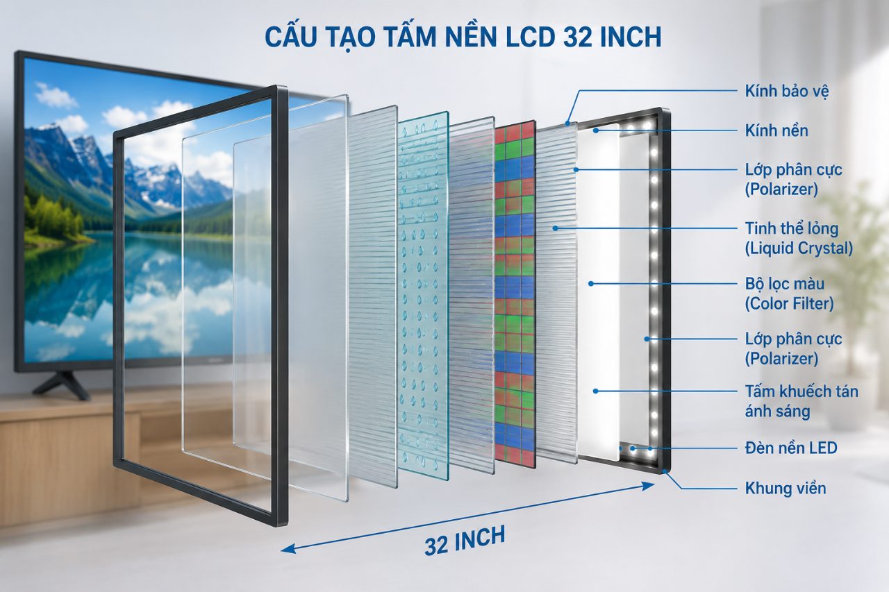 Tấm nền LCD 32 inch là gì và được dùng ở đâu?