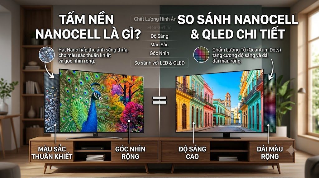 Tấm nền NanoCell là gì? So sánh NanoCell và QLED