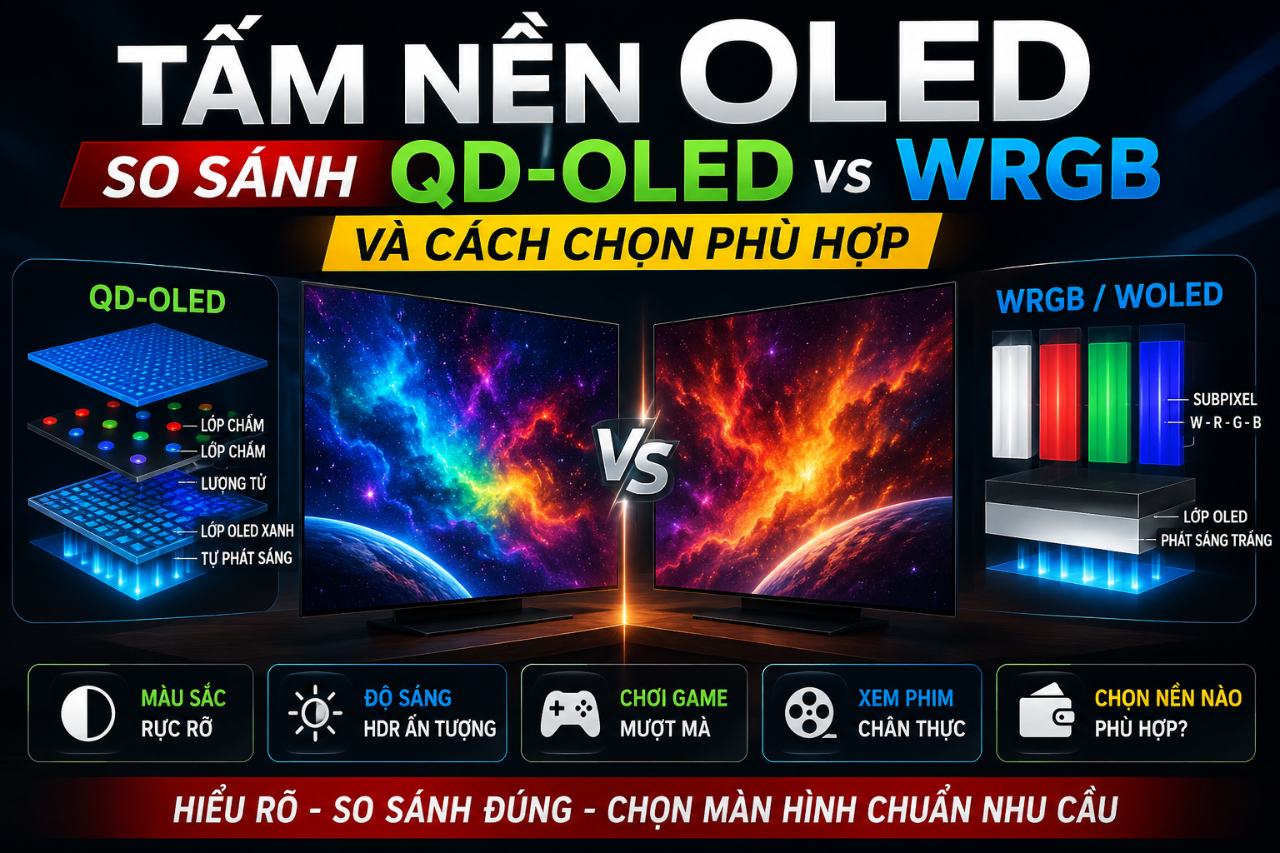 Tấm nền OLED: So sánh QD-OLED và WRGB
