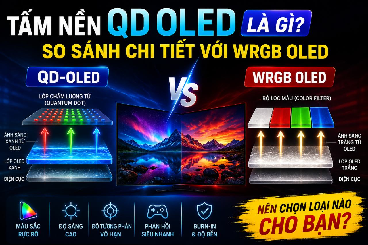 Tấm nền QD OLED là gì? So sánh WRGB OLED