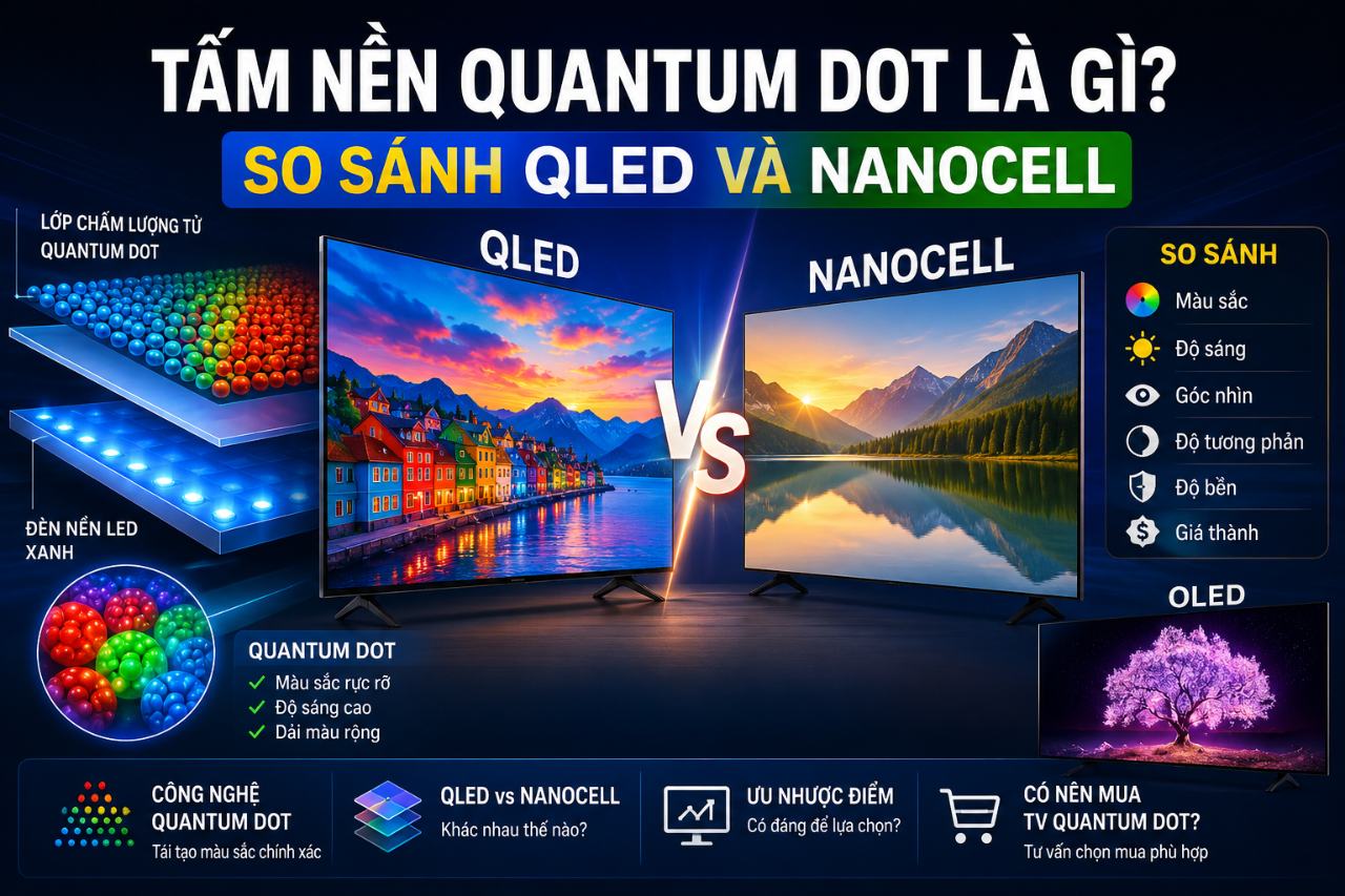 Tấm nền Quantum Dot là gì? So sánh QLED, NanoCell