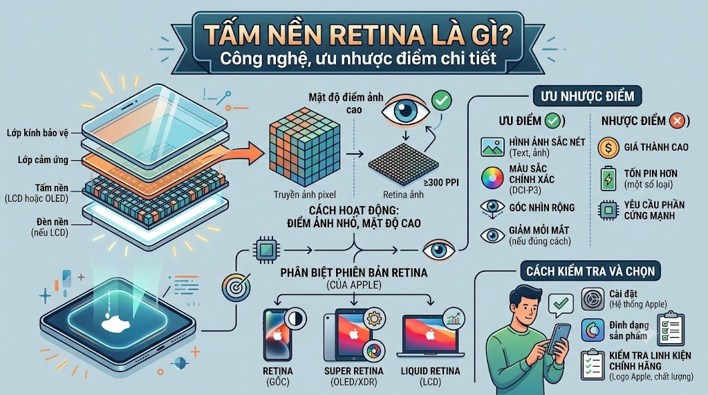 Tấm nền Retina là gì? Công nghệ và ưu nhược điểm