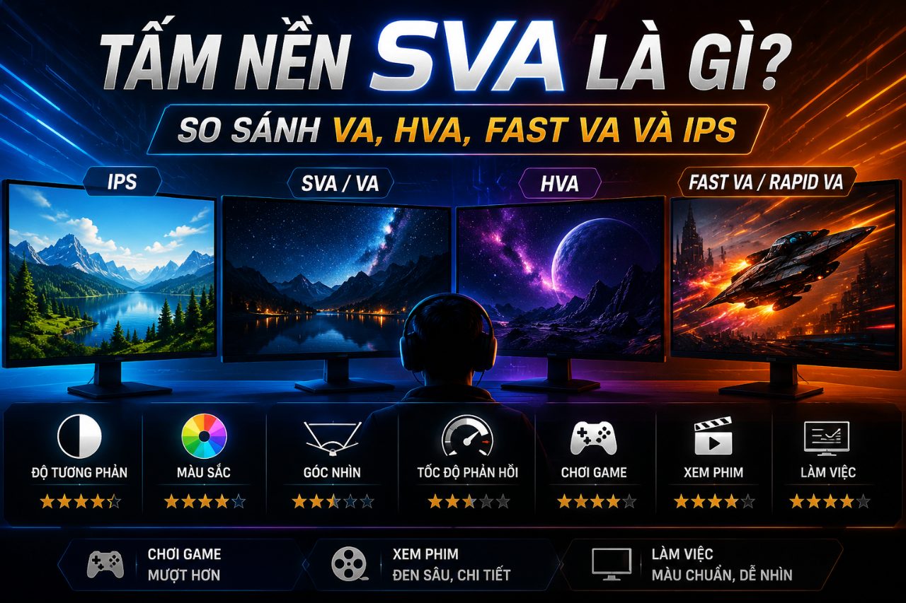 Tấm nền SVA là gì? So sánh VA, HVA, IPS
