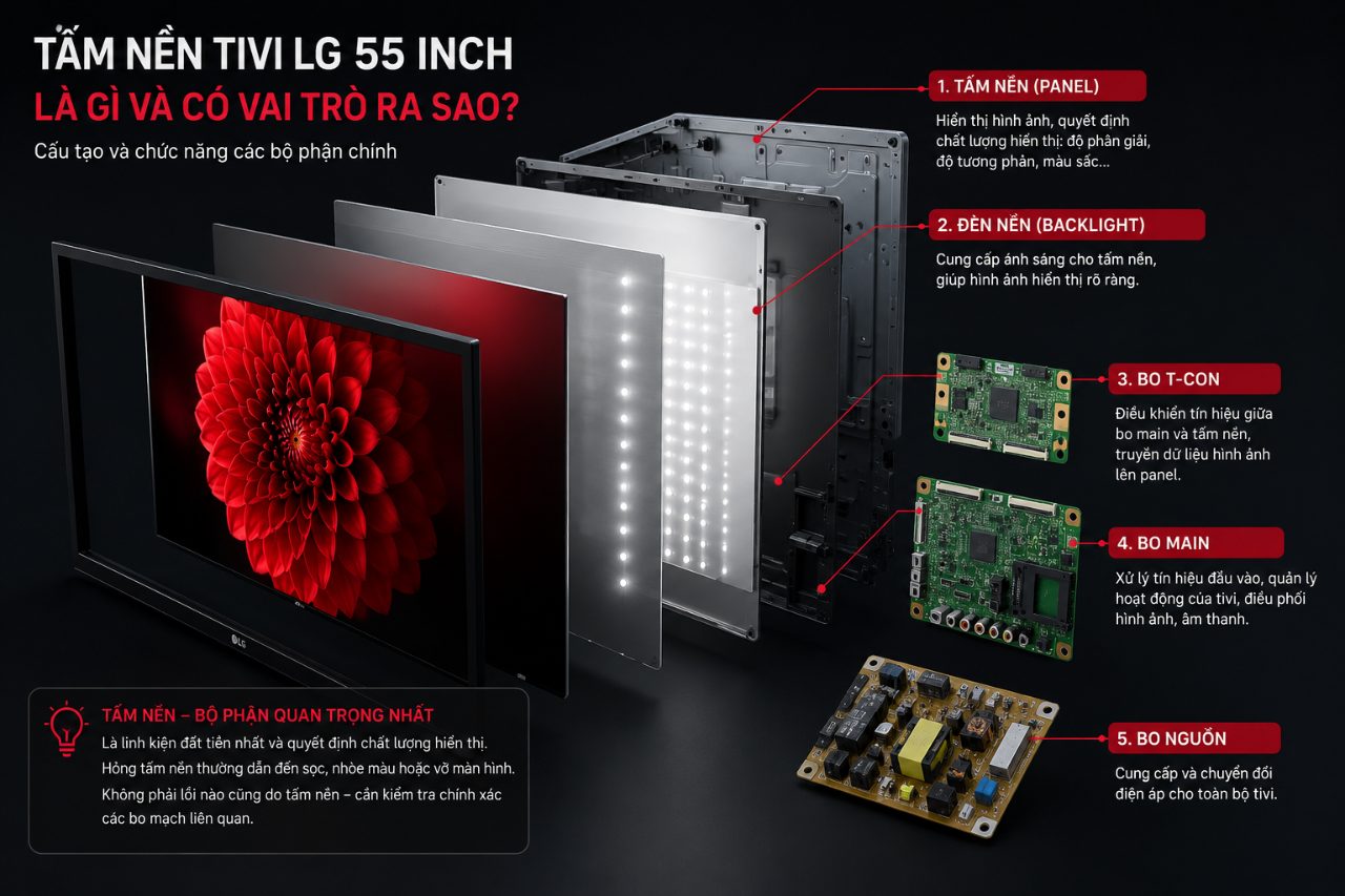 Tấm nền tivi LG 55 inch là gì và có vai trò ra sao?