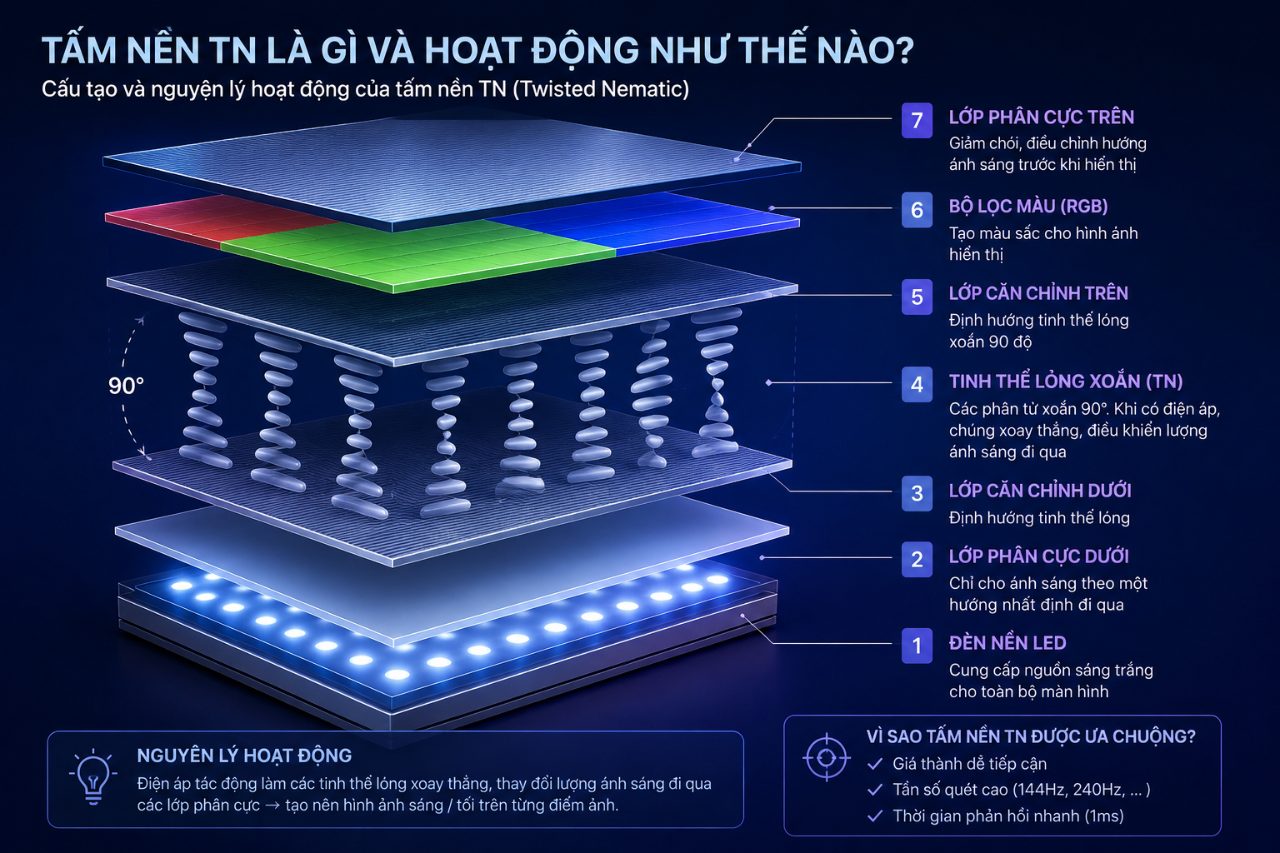 Tấm nền TN là gì và hoạt động như thế nào?
