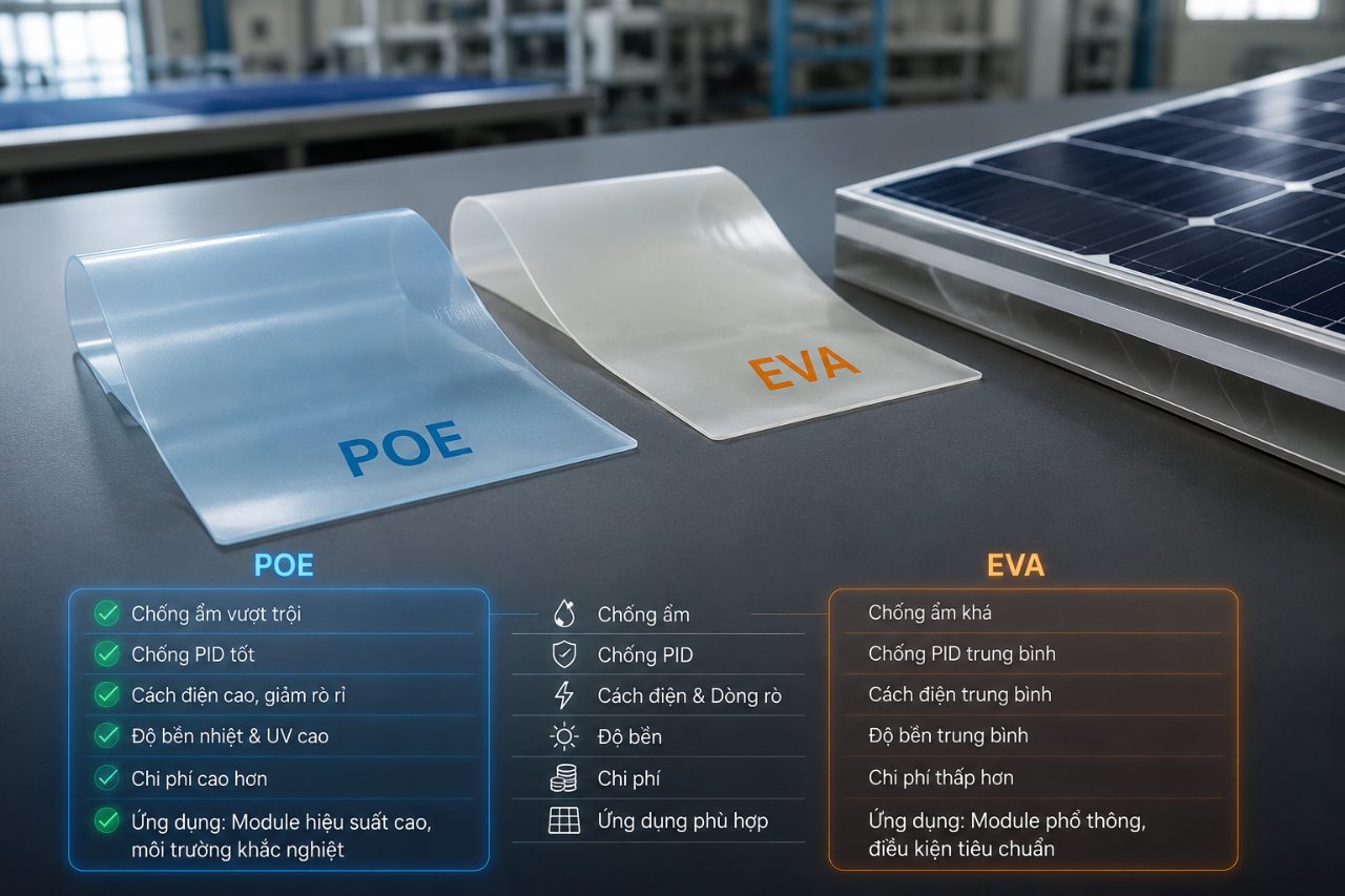 Ưu nhược điểm của POE và so sánh màng POE với EVA