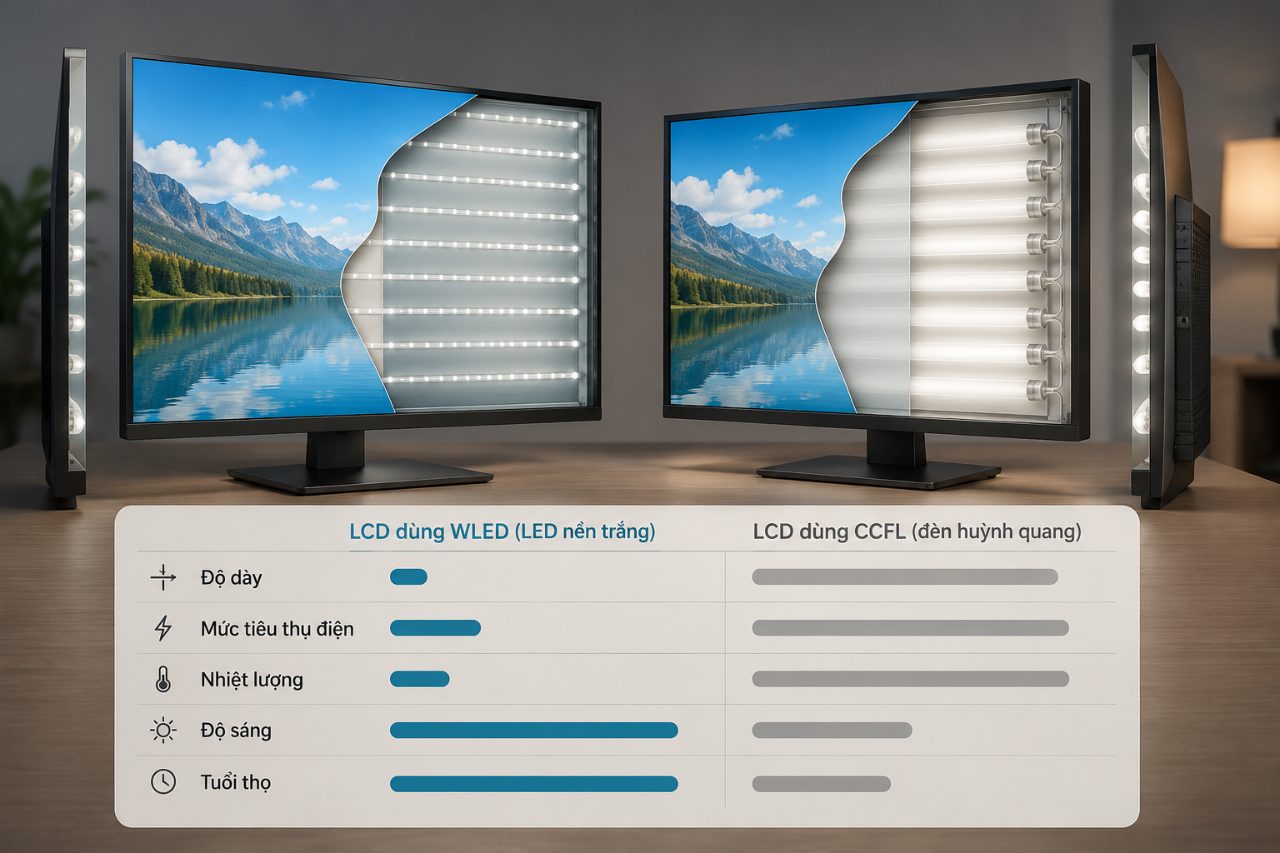 WLED và LED khác nhau như thế nào? Quan hệ với LCD