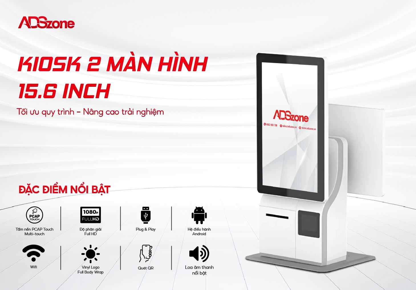 Kiosk 2 Màn Hình Thiết Kế Hiện Đại