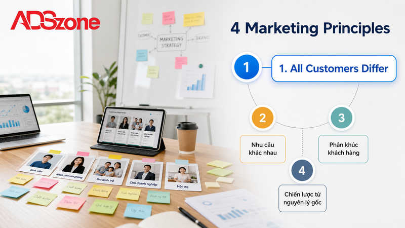 Tổng quan về 4 Marketing Principles và Nguyên tắc All Customers Differ