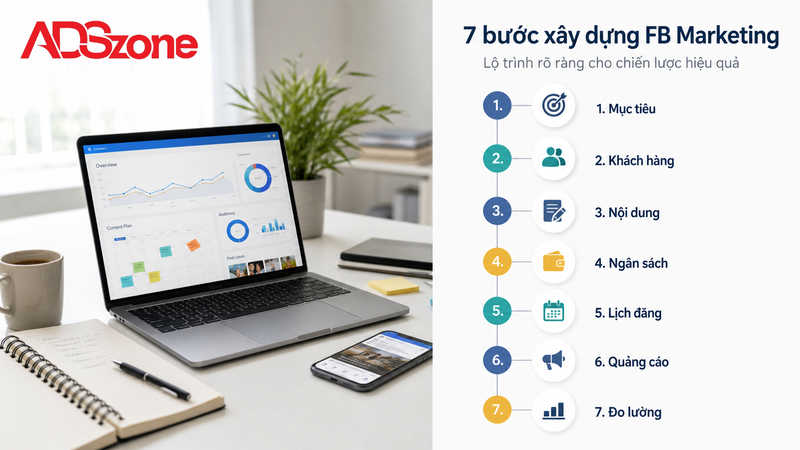 7 bước xây dựng FB marketing strategy toàn diện và hiệu quả