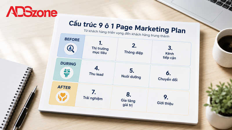 Cấu Trúc Chuẩn 9 Ô Của Mô Hình 1 Page Marketing Plan