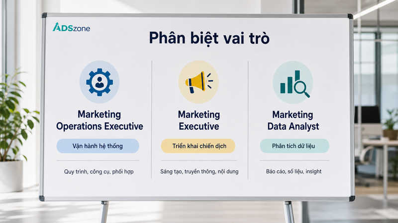 Phân biệt Marketing Operations Executive với Marketing Executive và các vị trí khác