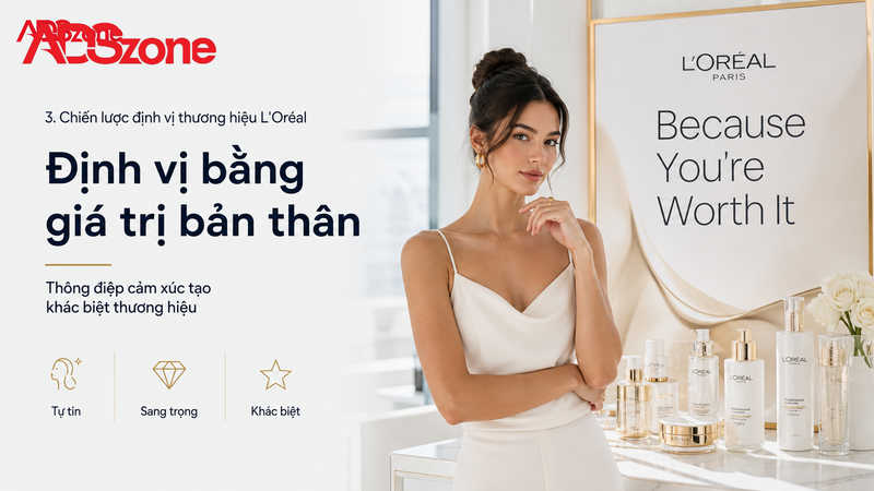 Chiến lược định vị thương hiệu L'Oréal với thông điệp biểu tượng 'Because You're Worth It'