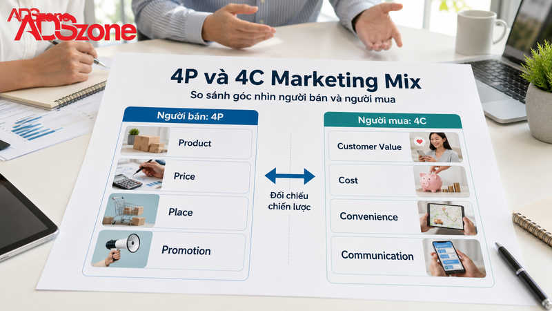 Phân biệt 4P và 4C Marketing Mix: Góc nhìn người bán vs Người mua
