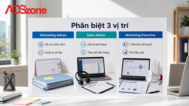 Phân biệt Marketing Admin, Sales Admin và Marketing Executive
