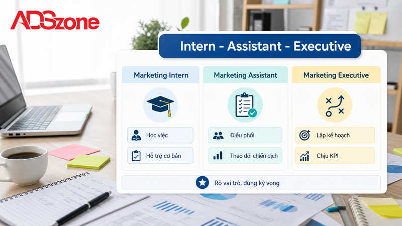 Phân biệt Marketing Assistant, Intern và Marketing Executive