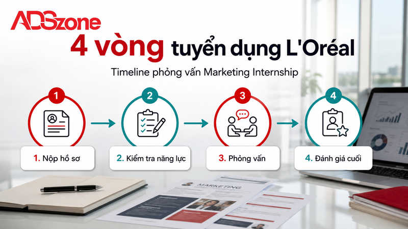 Quy trình tuyển dụng thực tập sinh Marketing L meOréal gồm mấy vòng?