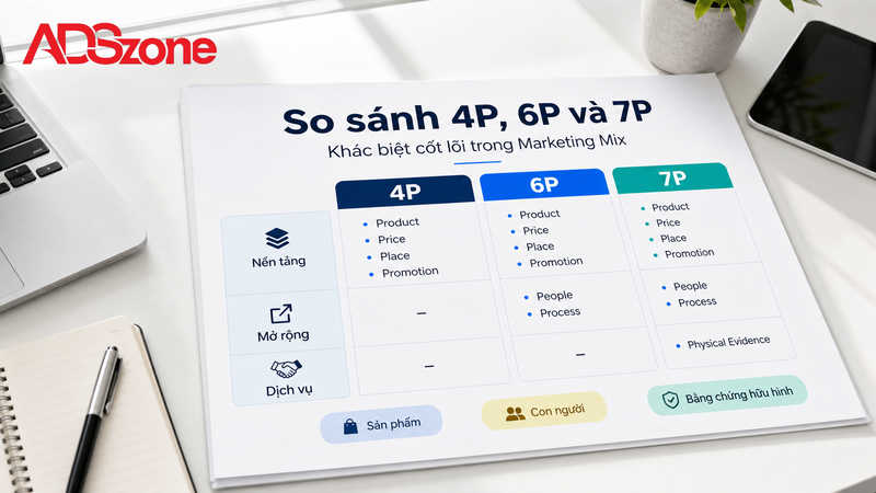 So sánh 4P, 6P và 7P Marketing Mix: Sự khác biệt cốt lõi