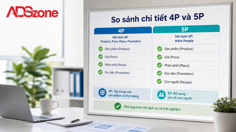 So sánh chi tiết mô hình Marketing 4P và 5P