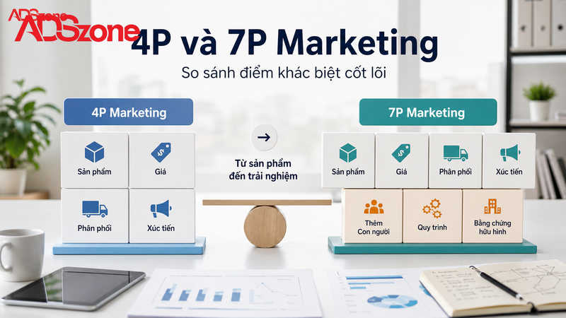 So sánh sự khác biệt giữa mô hình 4P và 7P Marketing