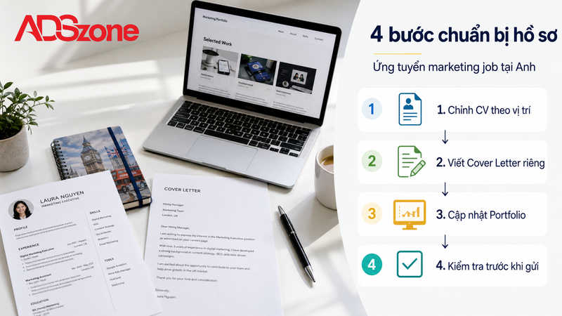 Hướng dẫn 4 bước chuẩn bị hồ sơ ứng tuyển marketing chuẩn Anh Quốc