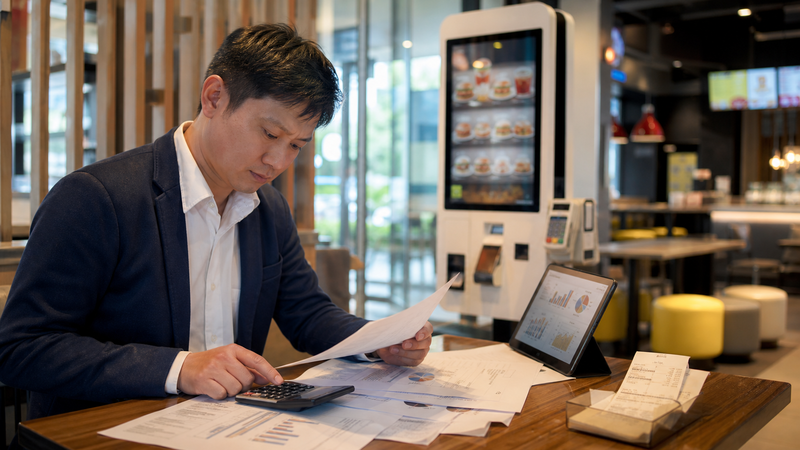 Phân tích giá máy kiosk đặt món và bài toán tính toán ROI