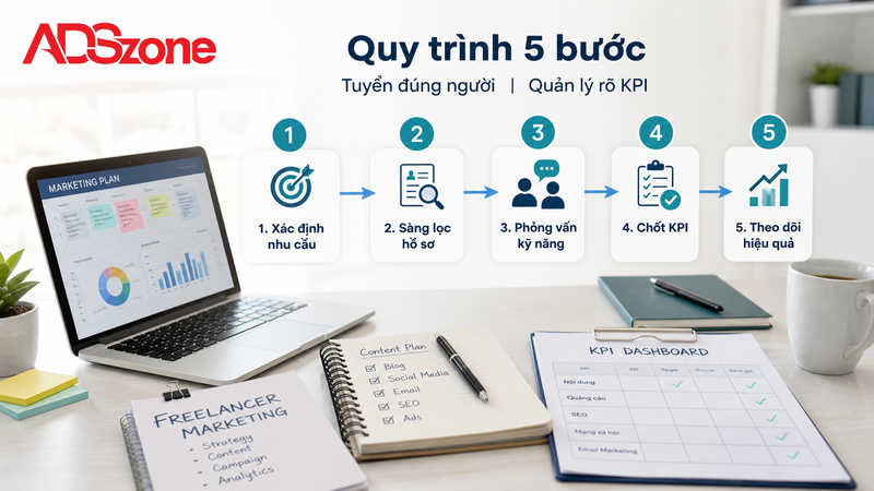 Quy trình 5 bước tuyển Marketing Freelancer uy tín và quản lý KPI hiệu quả