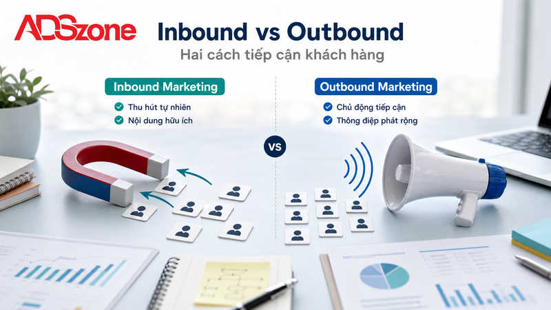 So sánh Inbound Marketing và Outbound Marketing theo Phương thức tiếp cận